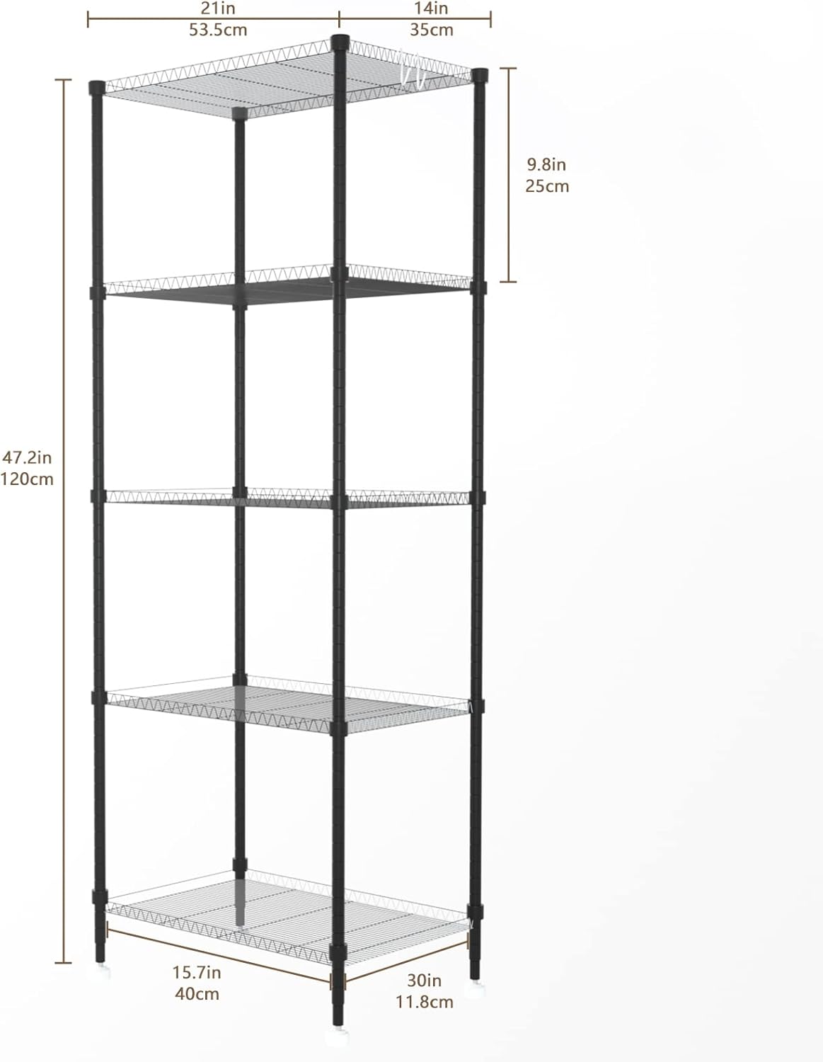Buy 5 Tier Shelving Unit, VOONEEN Metal Shelving Unit Free Standing ...