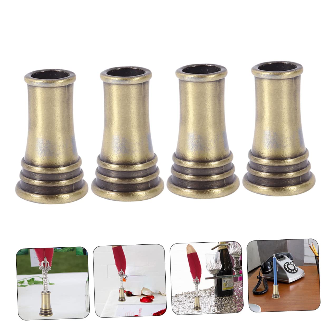 Operitacx 16 Pz portapenne rotondo in metallo penne + matita portapenne da scrivania portapenne scrivania decorazione scrivania porta penna stilografica portapenne domestico rame Golden
