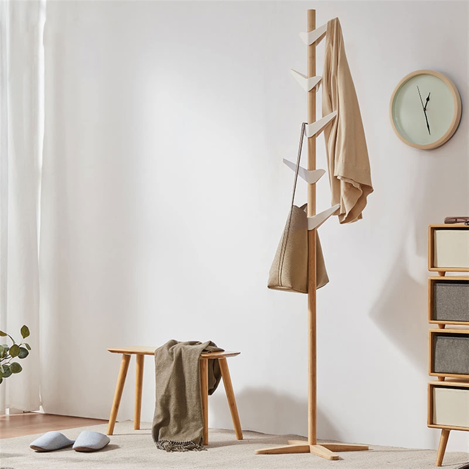 TOMYEUS Bastidor de Abrigo Estante de Abrigo for el Piso de la casa de Servicio Pesado de la Sala de Estar del Piso del hogar. Tenedor de la suspensión del Sombrero del árbol