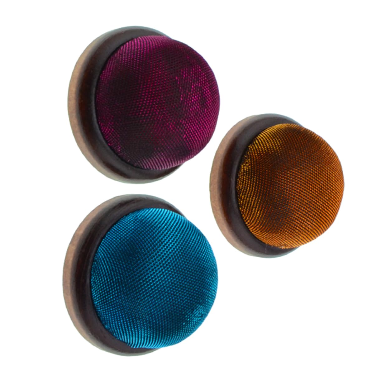 STOBOK 9piezas Cojín De Agujas Base De Madera y Brillo De Dorado Rojo Azul Organizador De Alfileres Para Manualidades y Costura