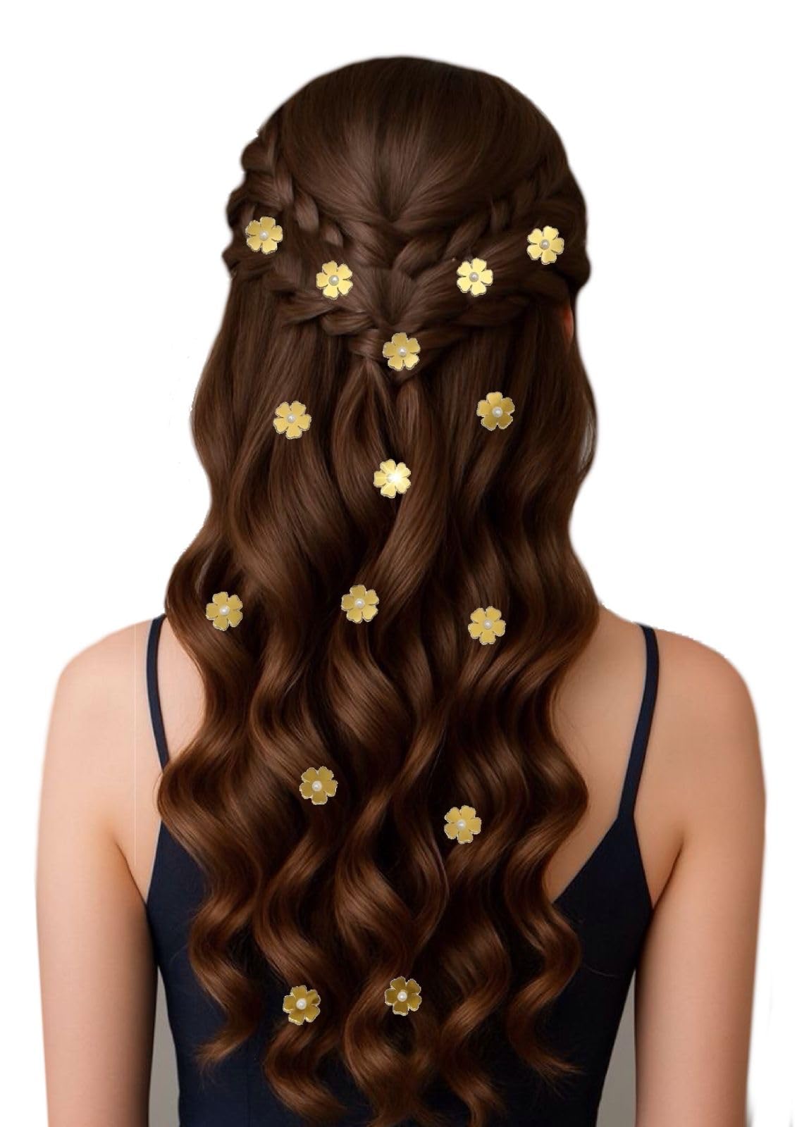 2 Sheet Flower Shape Gold Hair Stickers Kit for Makeup and Hair Accessory |Self-Adhesive Face Mirror Hair Mirror Sticker for Wedding and Party-image-38