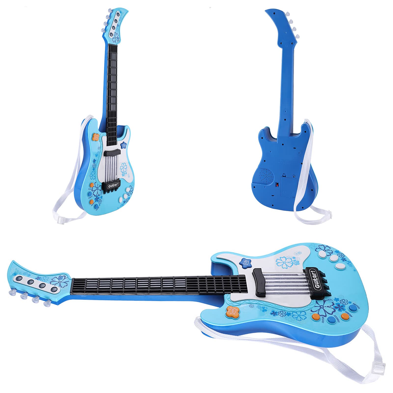 Giocattolo Multifunzionale per Chitarra per Bambini con 4 modalità di Gioco per Bambini, Realizzato in Materiale ABS Sicuro, Strumento Musicale Ideale (Blu)