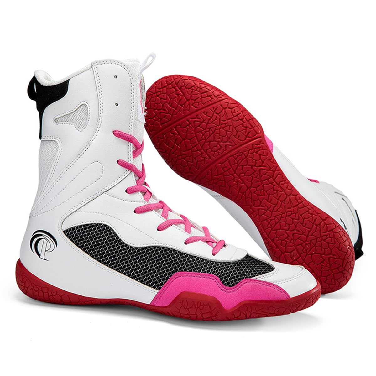 Scarpe da Boxe da Uomo, Scarpe da Allenamento per Bodybuilding da Wrestling Alte Kickboxing Stivali Sportivi da Competizione