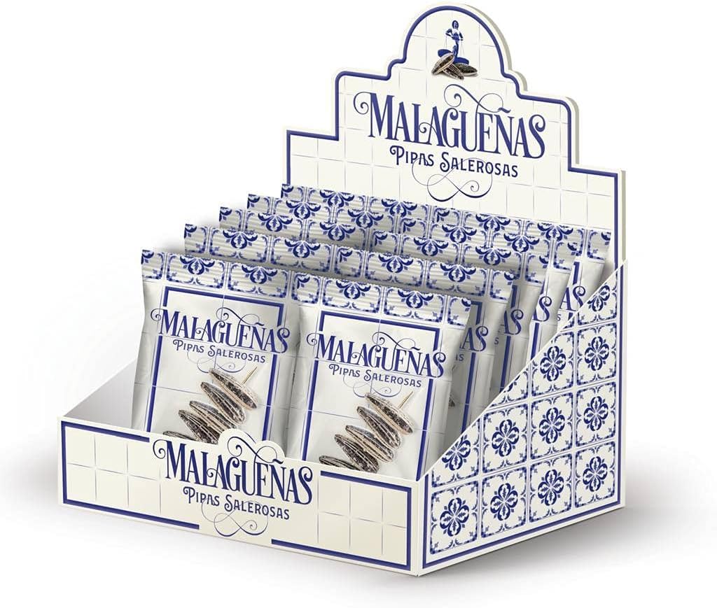 Pipas Malagueñas Con Sal | Expositor 10 Bolsas 110g | Sabor del Sur | Tostadas Punto Con Sal Justa