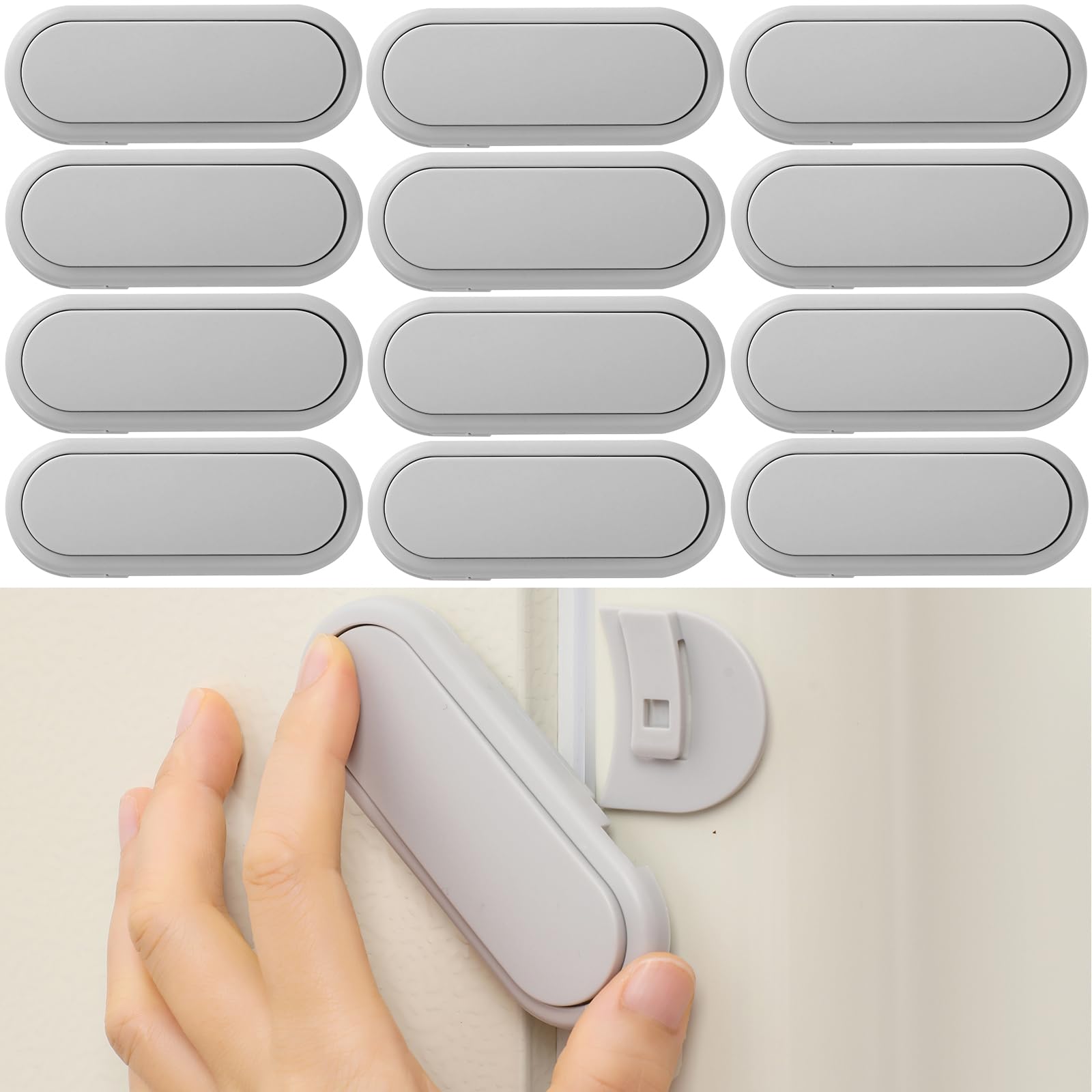 Fursafe&Q Baby Proof Cabinet Locks, Child Safety Locks Adhesive Drawer Lock for Fridge Ovens Dresser Closet Latches No Drill Multi-Purpose Cupboard