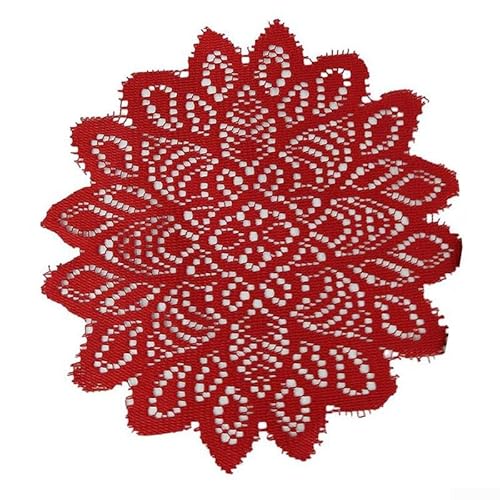 YUANGANG Tovaglietta natalizia rossa rotonda in tessuto, antiscivolo, resistente al calore, centrini all'uncinetto, sottobicchieri, per cucina e sala da pranzo, 30 cm, colore: rosso