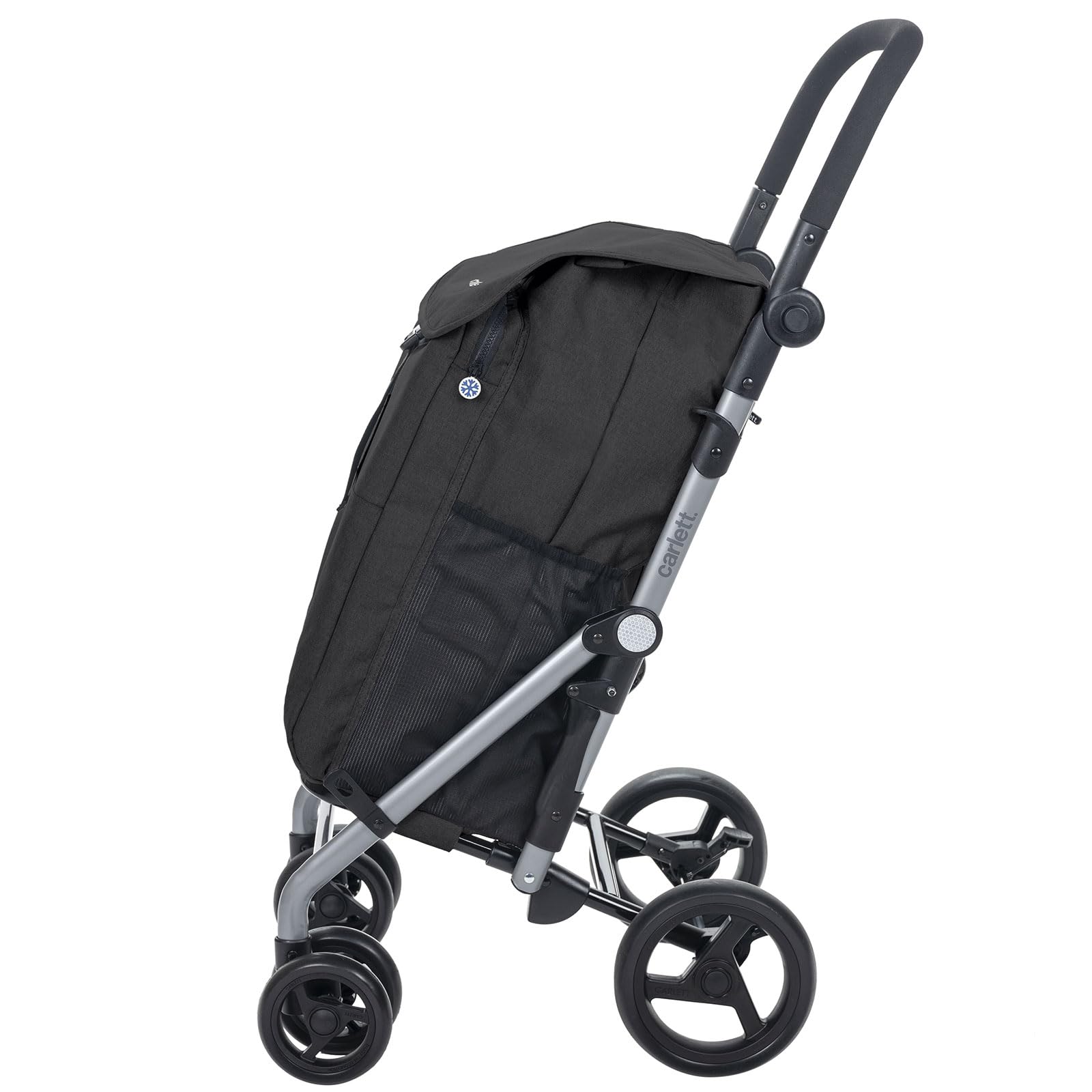 Carlett Einkaufstrolley Klappbar 63L Groß Einkaufswagen Klappbar Mit Kühlfach, 4 Räder, Abnehmbar, Wasserdicht, Griff Verstellbar, Shopping Trolley Foldable Shopping Cart XXL, Classic Duo Schwarz