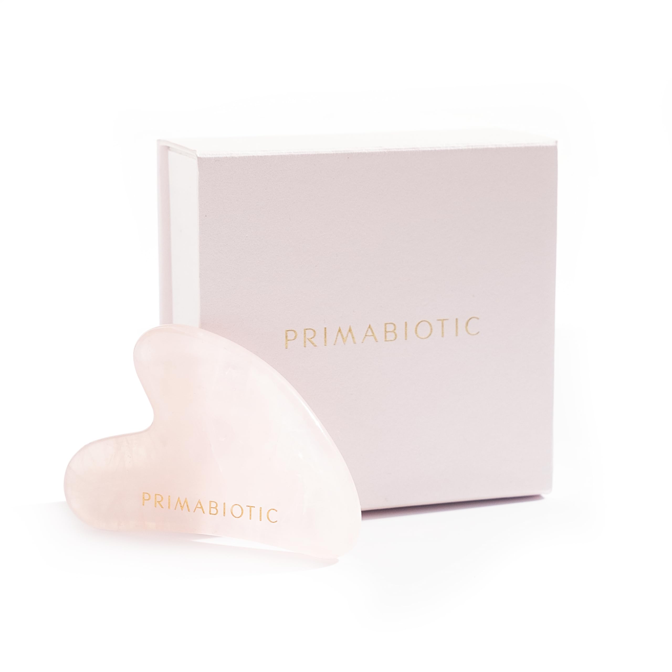 Piedra Gua Sha – Primabiotic Gua Sha de Cuarzo Rosa | Accesorio de Belleza | Masajeador Facial | Herramienta Natural para el Cuidado de la Piel y Anti-​Edad | Ideal como Regalo para Mujeres