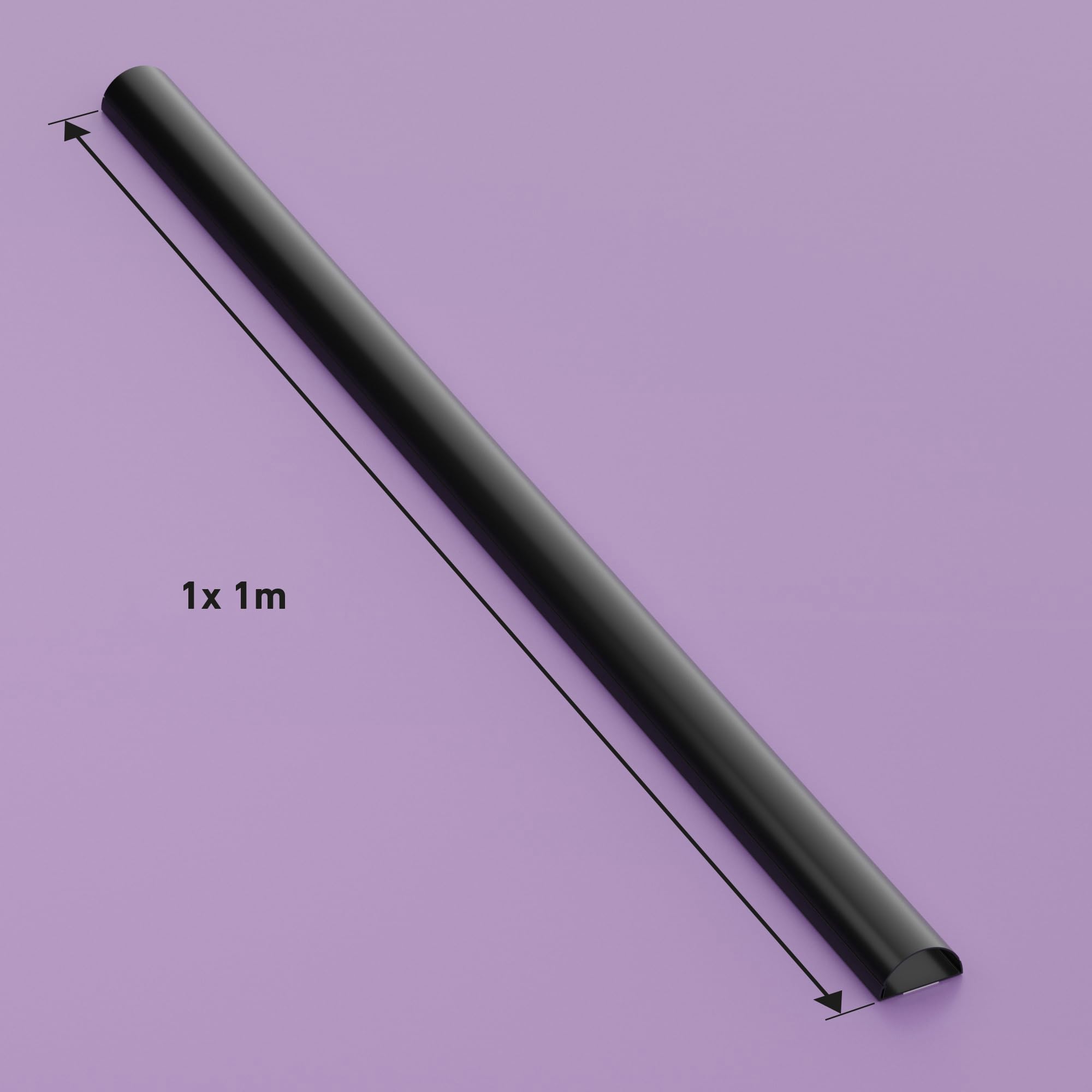 D-Line 1M5025B, Canalina Coprifili, Canalina Per Cavi, Passacavi Pavimento, Canale Battiscopa, Passacavi Muro - 50 x 25 mm - 1 m Lunghezza - Nero