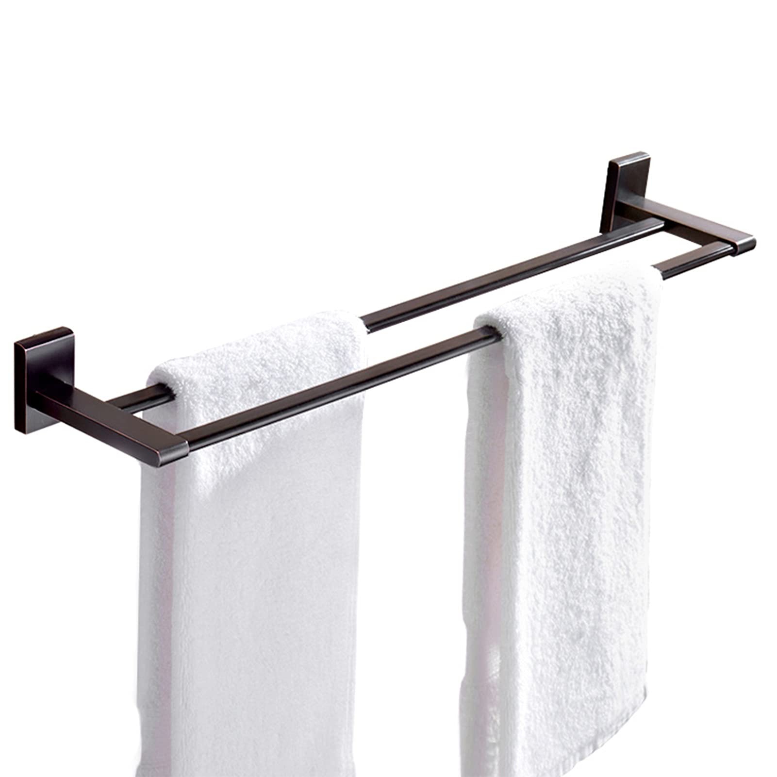 LMYSXAOZ All Bronze Double Towel Bar Rails, Widening and Thickening Copper Rack, Wall Mounted Rod for Bathroom Hardware Kitchen, Black, 40cm/50cm/60cm (Size : 60cm)