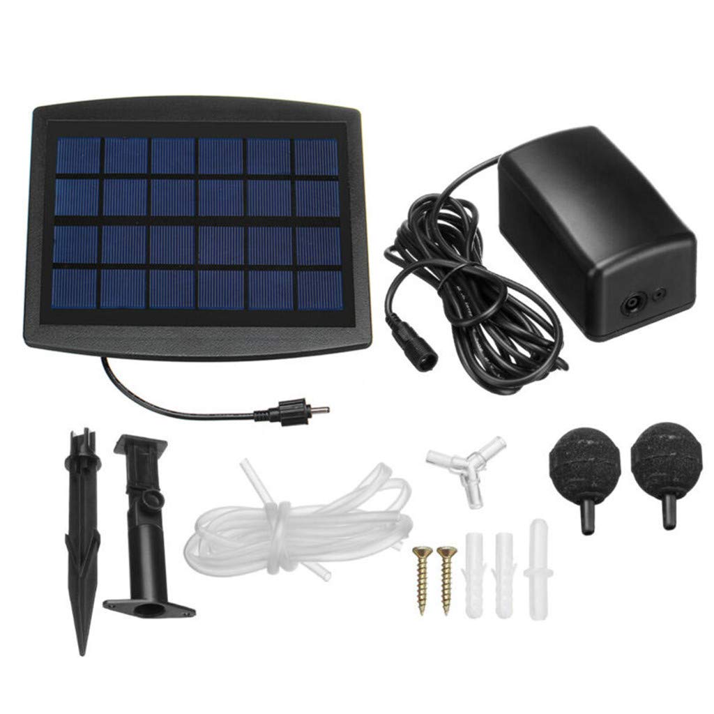 Kit Pompa Aria Ad Energia Solare, Pannello Solare 2.5W, Pompa Aria, Tubi Aria E Pietre Di Aerazione Per Laghetto Da Pesca Per Piscina Da Acquario