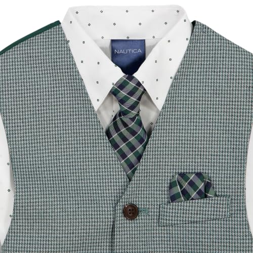 Image of Nautica Boys' 4-piece Formal Suit Set with Vest, Pants, Collared Dress Shirt, and Tie