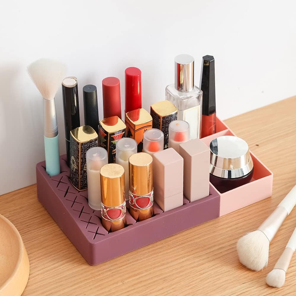 HOME CUBE Multipurpose 26 Grid Silicone Lipstick Organizer box, Lipstick holder stand, Makeup Brush Holder, Cosmetic Storage Organizer for Bedroom Dressing Room Beauty Salon - Pink (B0CGV5F32M) Amazon Price History, Amazon Price Tracker