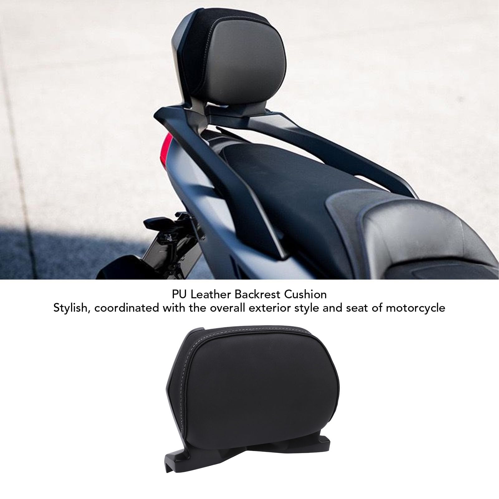 SIXRUN Cojín de Respaldo de Motocicleta para Xmax 250, 300, TMAX 530, TMAX 560, Cuero PU con Esponja de Alta Densidad, Instalación Fácil, Soporte Lumbar Adicional, Apariencia de Moda