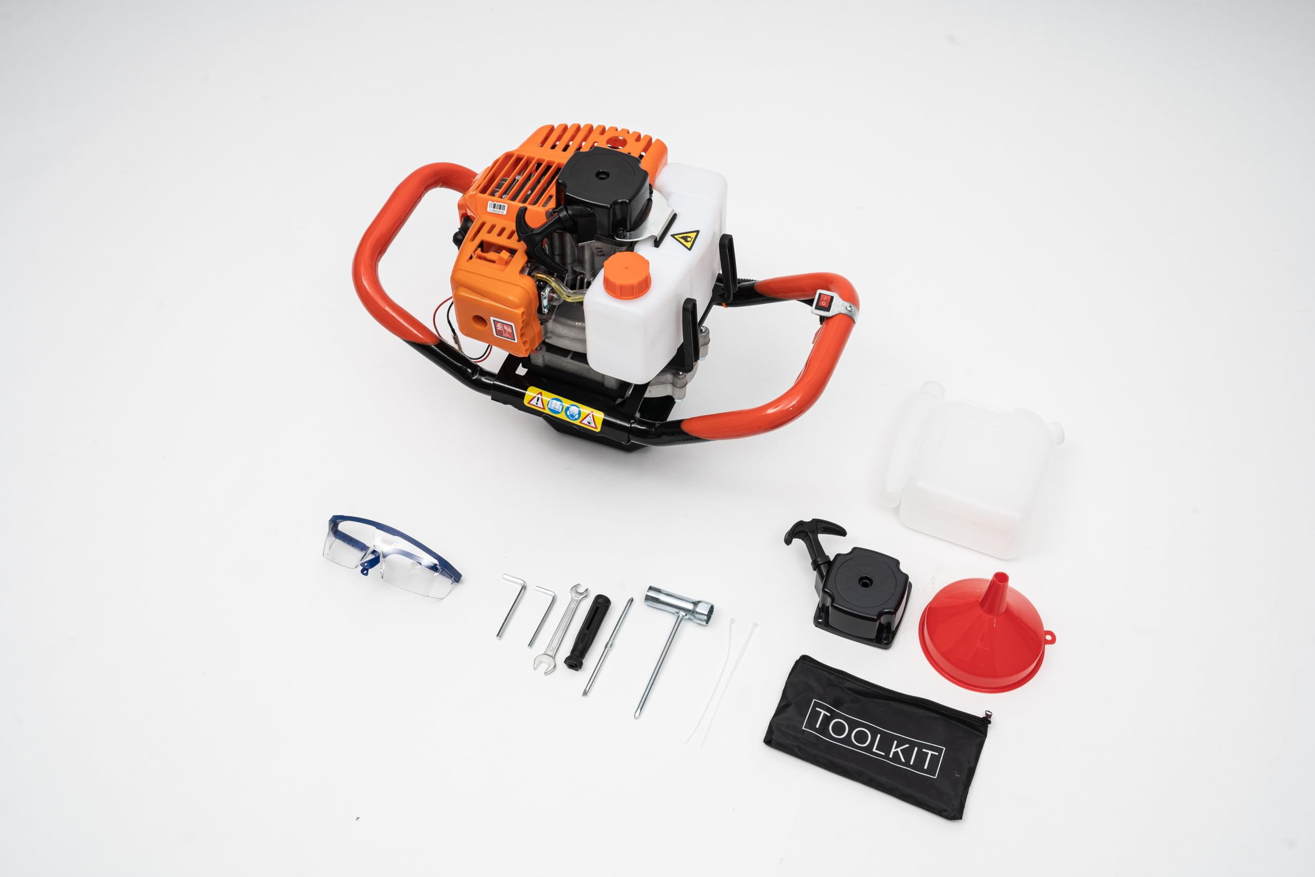 52CC Benzin Erdbohrer, 2 Takt Motor Benzin Pfahlramme Professionell Gärtenerdbohrer Obstgartenerdbohrer für Rasenflächen, 1.2L/0.3gal