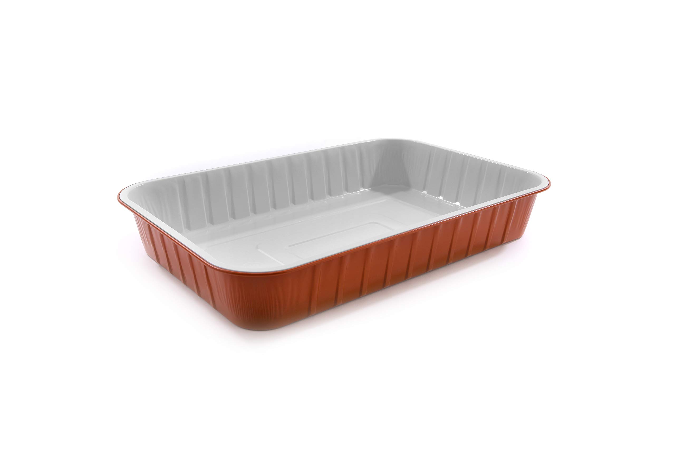CONTITAL AS222040 | Bandejas de aluminio lacado de 6 porciones extrarrígidas de color blanco y cobre | Recipientes desechables con tapa | Ideales para bandejas de horno, microondas y para llevar | 50