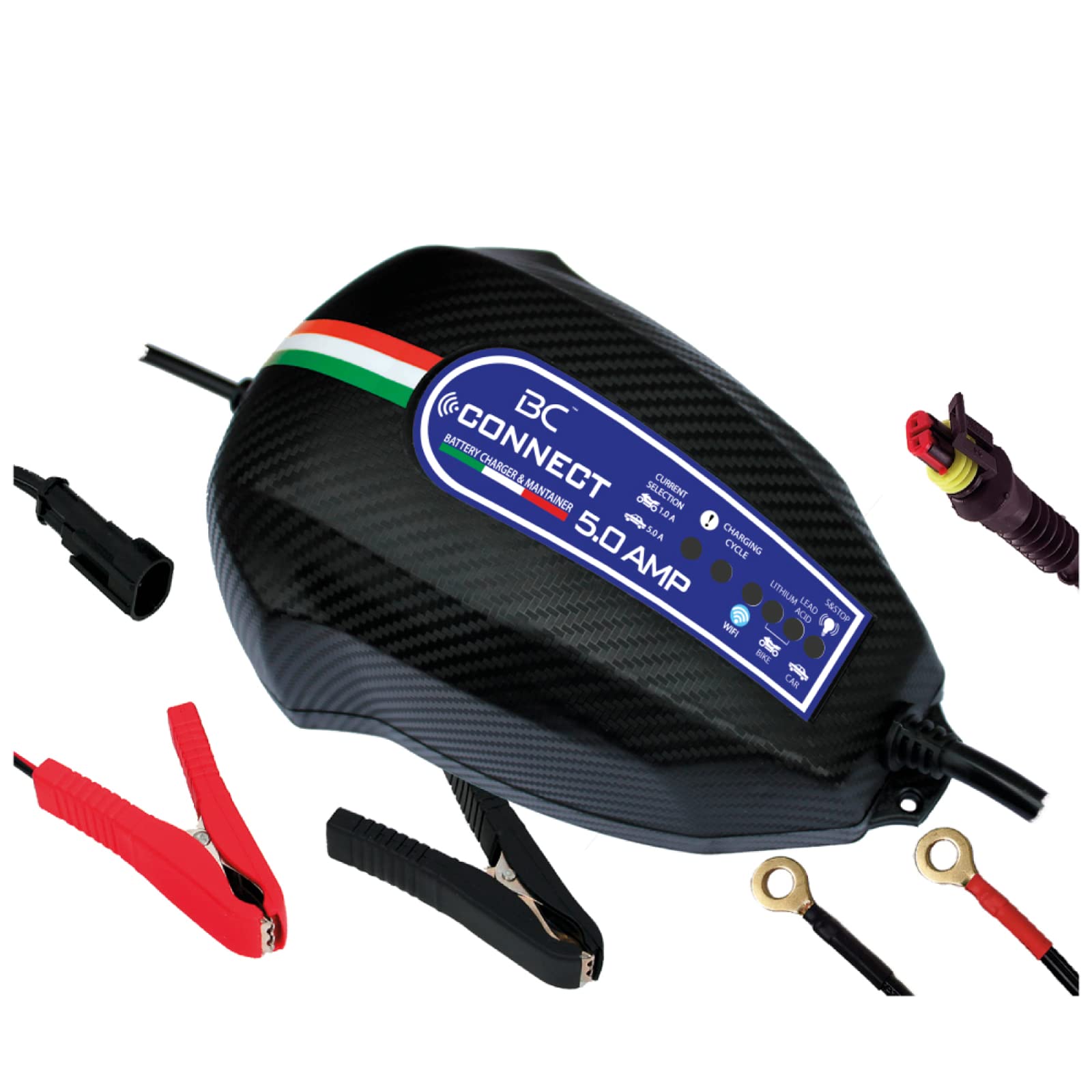 BC Battery Controller CONNECT Caricabatterie/Mantenitore WIFI Intelligente 1Amp/5Amp per Batterie 12V Piombo/Litio per Auto, Moto, Scooter, Barche, Camion, Camper fino a 160Ah