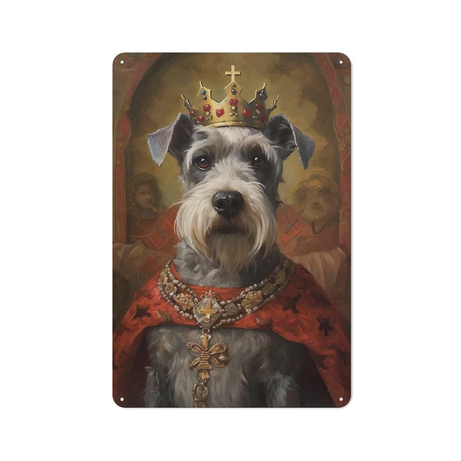 Junmoney Style-13 Schnauzer The King Rustic Tin Wall Plaque 30X20cm For Hobby Room Or Studio, A Christmas Gift For People Styling Hobby Room And Studio