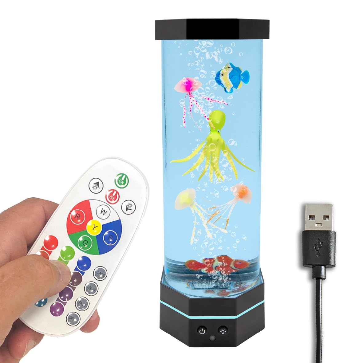 Global Gizmos 49049 Octopus Bubble Lamp/Relaxing Sea Life Sensory Light / 7 Changing Light Colours/Mood Light for Bedroom & More