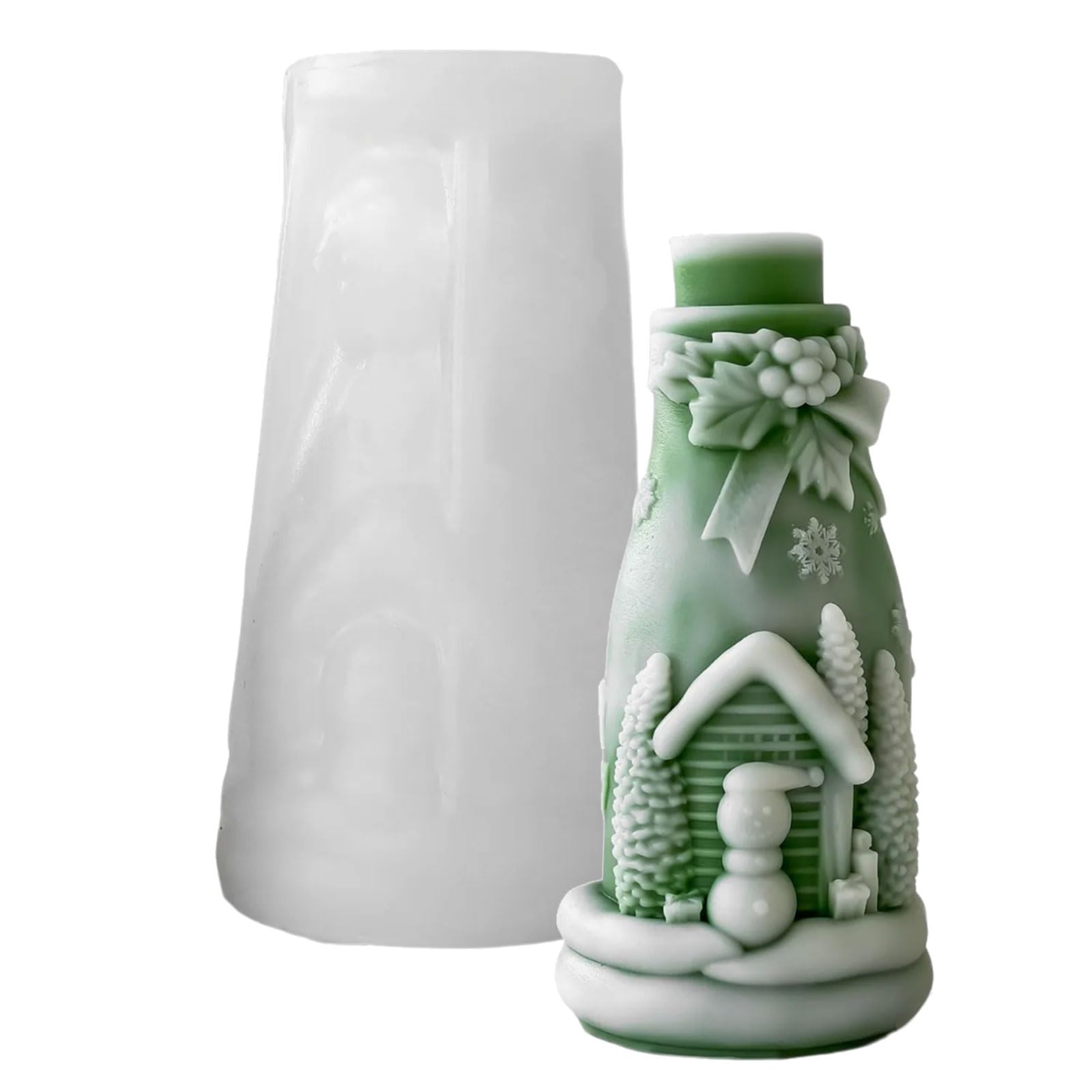 KAQNTUD Christmas Embossed Bottle Silicone Candle Mould for Epoxy Resin Making Soap Chocolate Christmas Home Decoration Making Silicone Mould