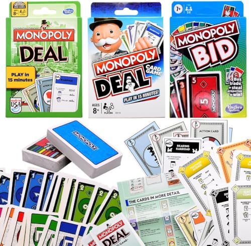 Monopoly Juego de Cartas, Monopoly Juego de Cartas Familiar Clásico Monopoly Deal Juego Cartas Juegos de Estrategia Juego de Mesa Familiar e Hijos para Edades de 7 y Más