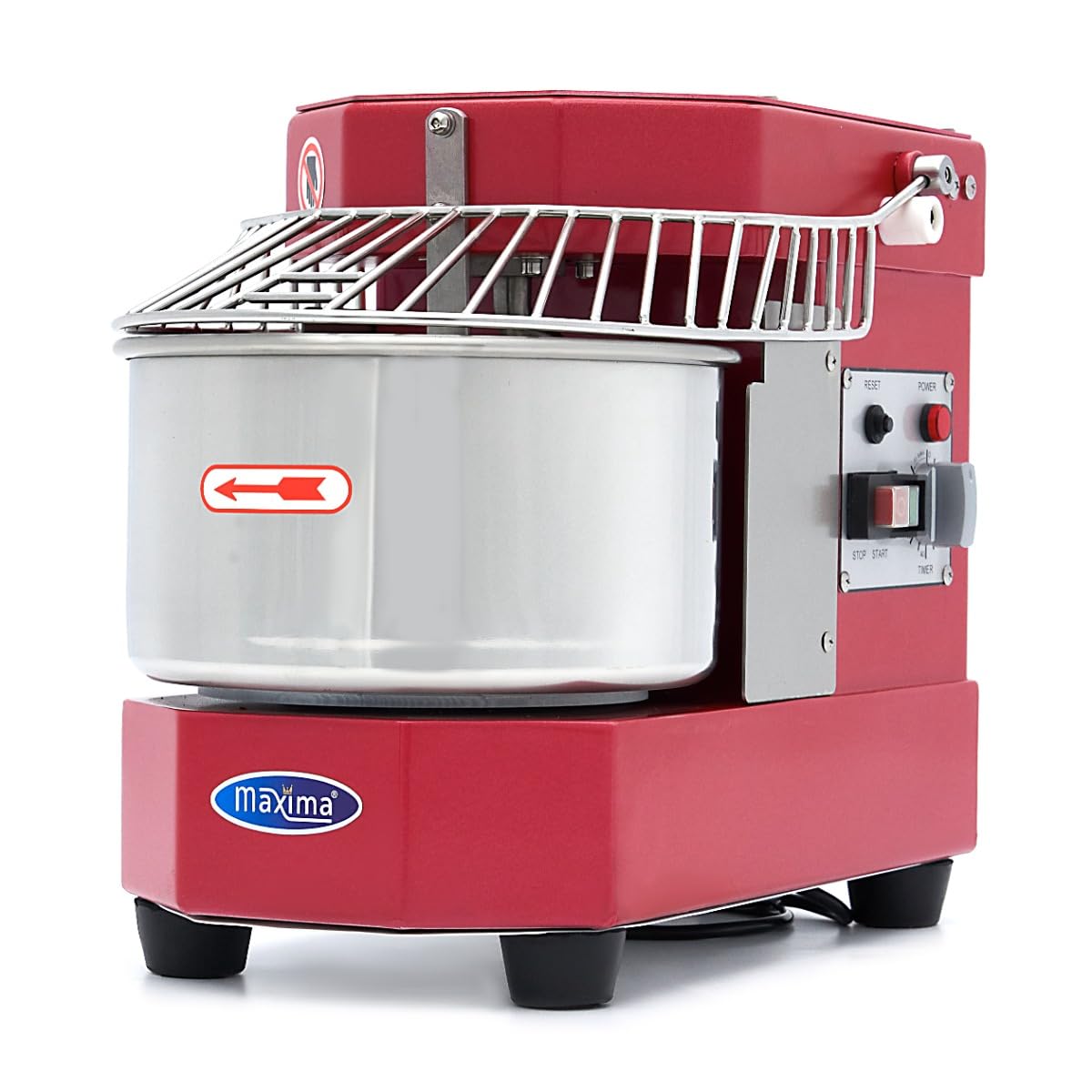 Impastatrice a Spirale 8 L - 4,5 kg Pasta - Rosso lampone - Impastatrice per pasta - Professionale - Impastatrice a Spirale con gabbia di sicurezza - 8 litri - 4,5 kg