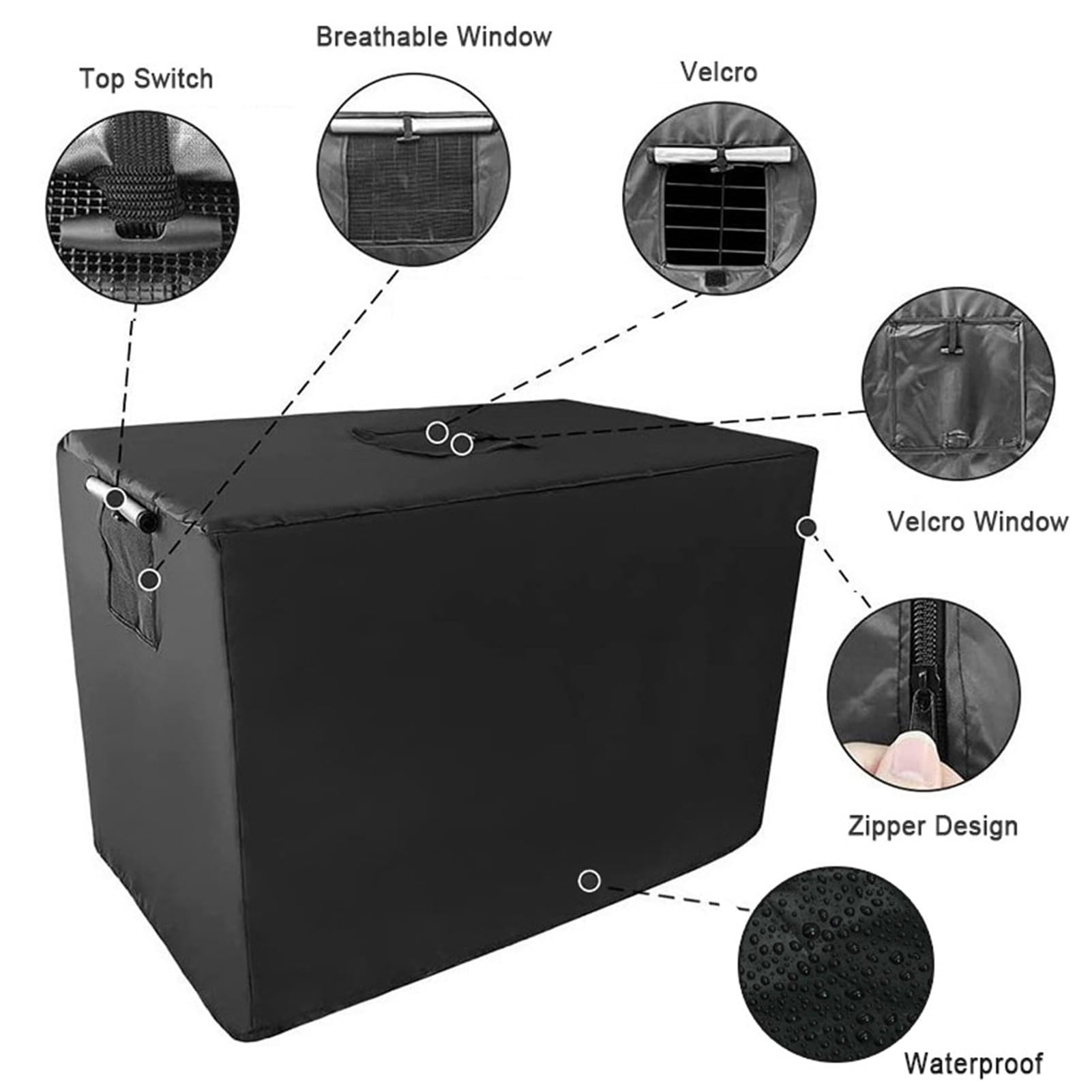 Copertura per gabbie per cani, Tessuto Oxford 210D Porta Copri Kennel Cane, impermeabile Copertura della gabbia, per animali domestici Copertura della gabbia per cani (XXL,Nero)