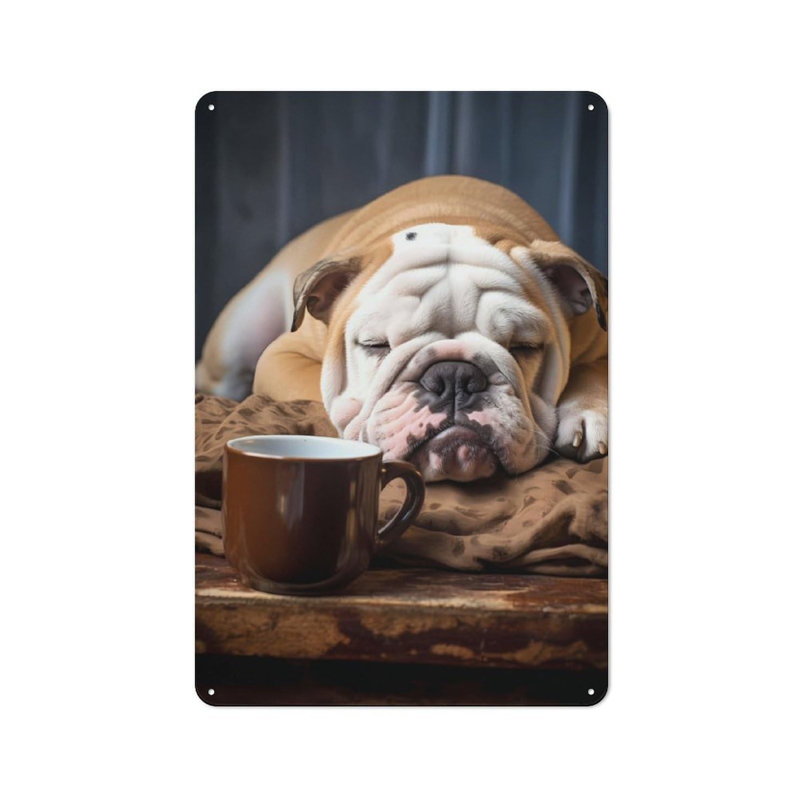Junmoney Bulldog Coffee Kitchen Dog Vintage-Inspired Tin Sign 30X20cm For Café Or Restaurant, For Cooler-Month Interiors With Vintage Character