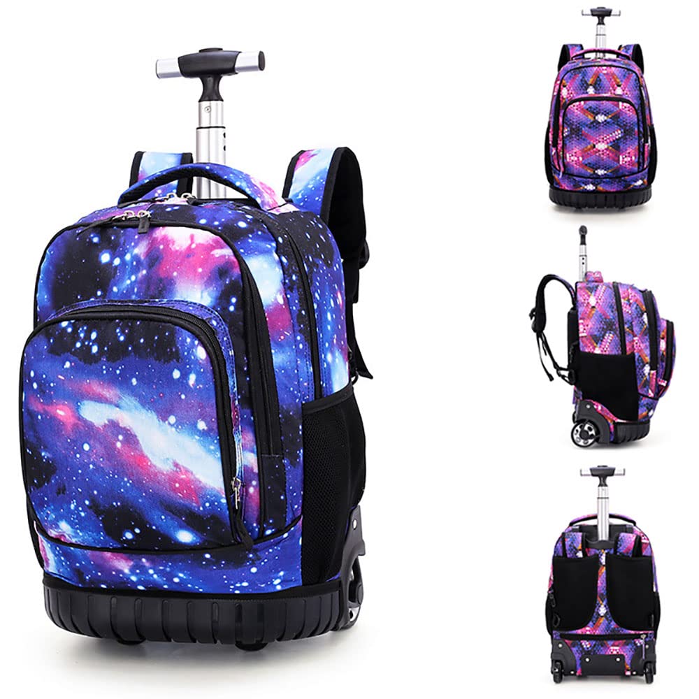 MUMOO BEARBoys Rolling Backpacks Fashion Printed Girls Wheeled Luggage Bags Kids Trolley School Bags Large Capacity for School Students Bookbag