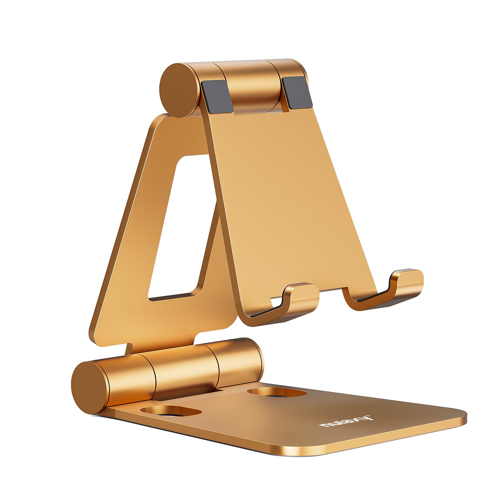 Nulaxy Dual Folding Cell Phone Stand, Fully Adjustable Foldable Desktop Phone Holder Cradle Dock Compatible with Phone 16 15 14 13 12 11 Pro Xs Xs Max Xr X 8, Nintendo Switch, All Phones - Orange