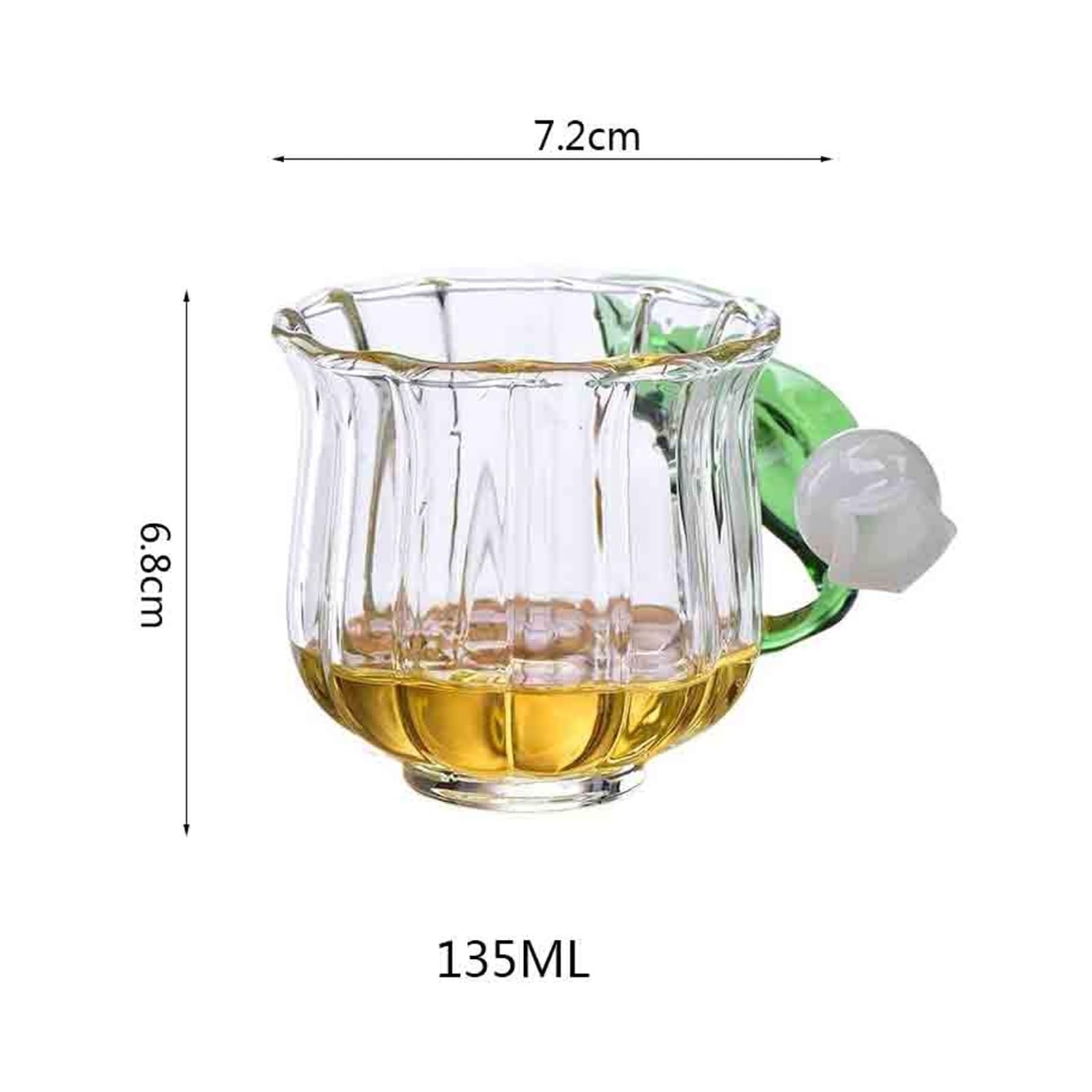 vasos de vidrio Taza de vidrio soplado a mano con asa en forma lirio la válvula, 135 ml. Tazas café/té borosilicato transparente Cristalería de cocina