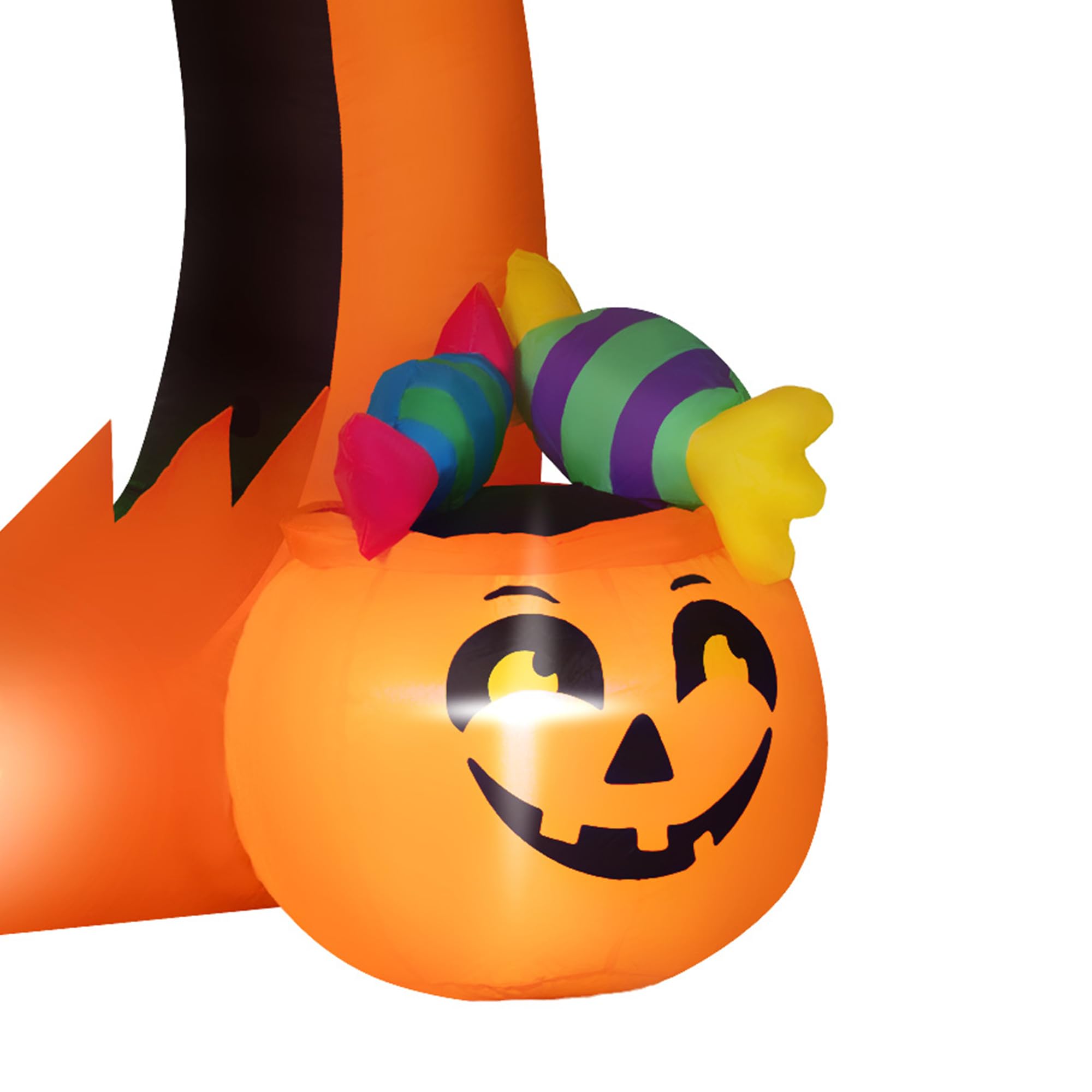 Outsunny Halloween nadmuchiwany łuk dyniowy 150H cm z uroczym duchem, nadmuchiwany łuk z lampkami LED na trawnik, ogród, podwórko