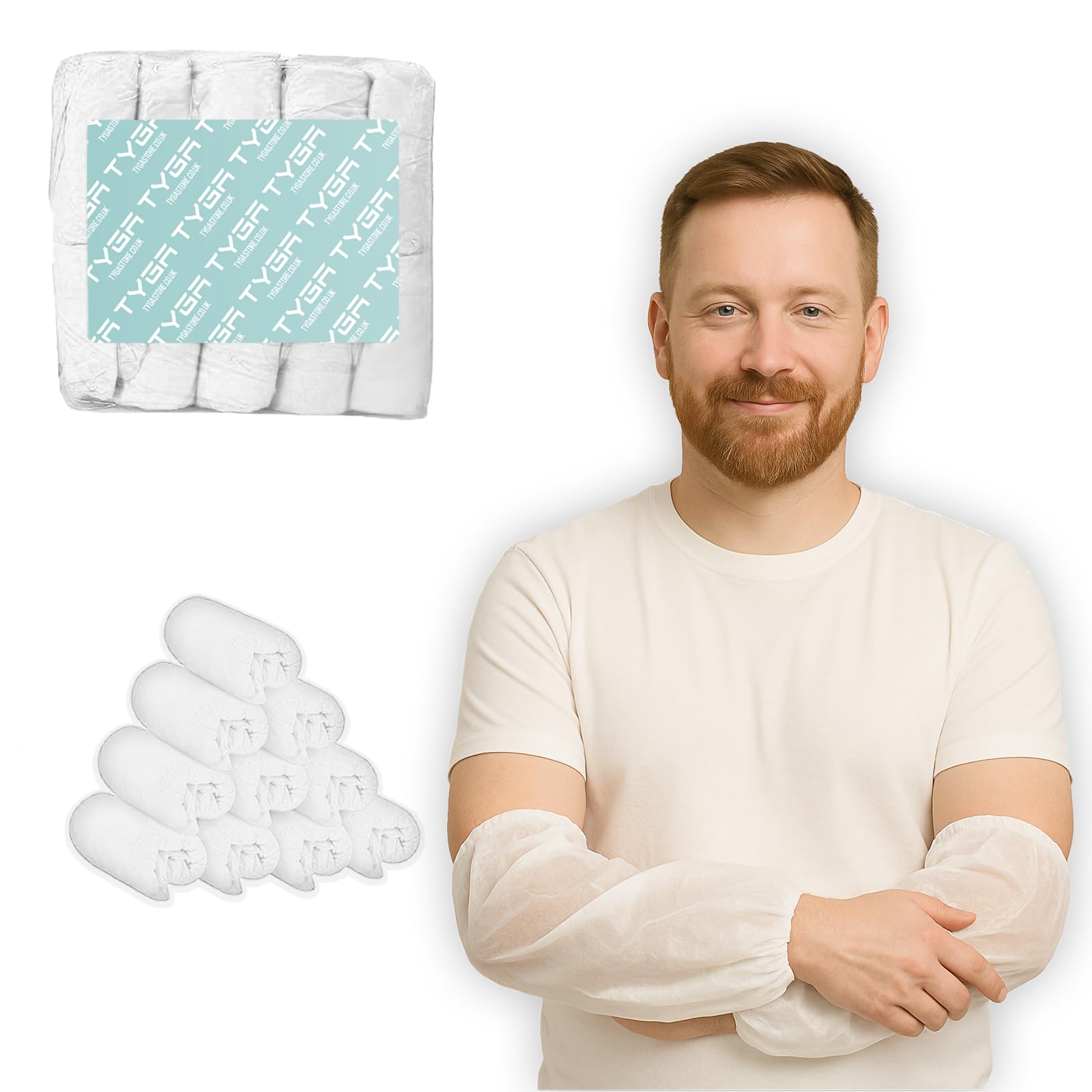 TYGA STORE Oversleeves Arm Covers - Waterproof Arm Protection Sleeves with Elastic Ends - For Home, Cleaning, Medical, One Size