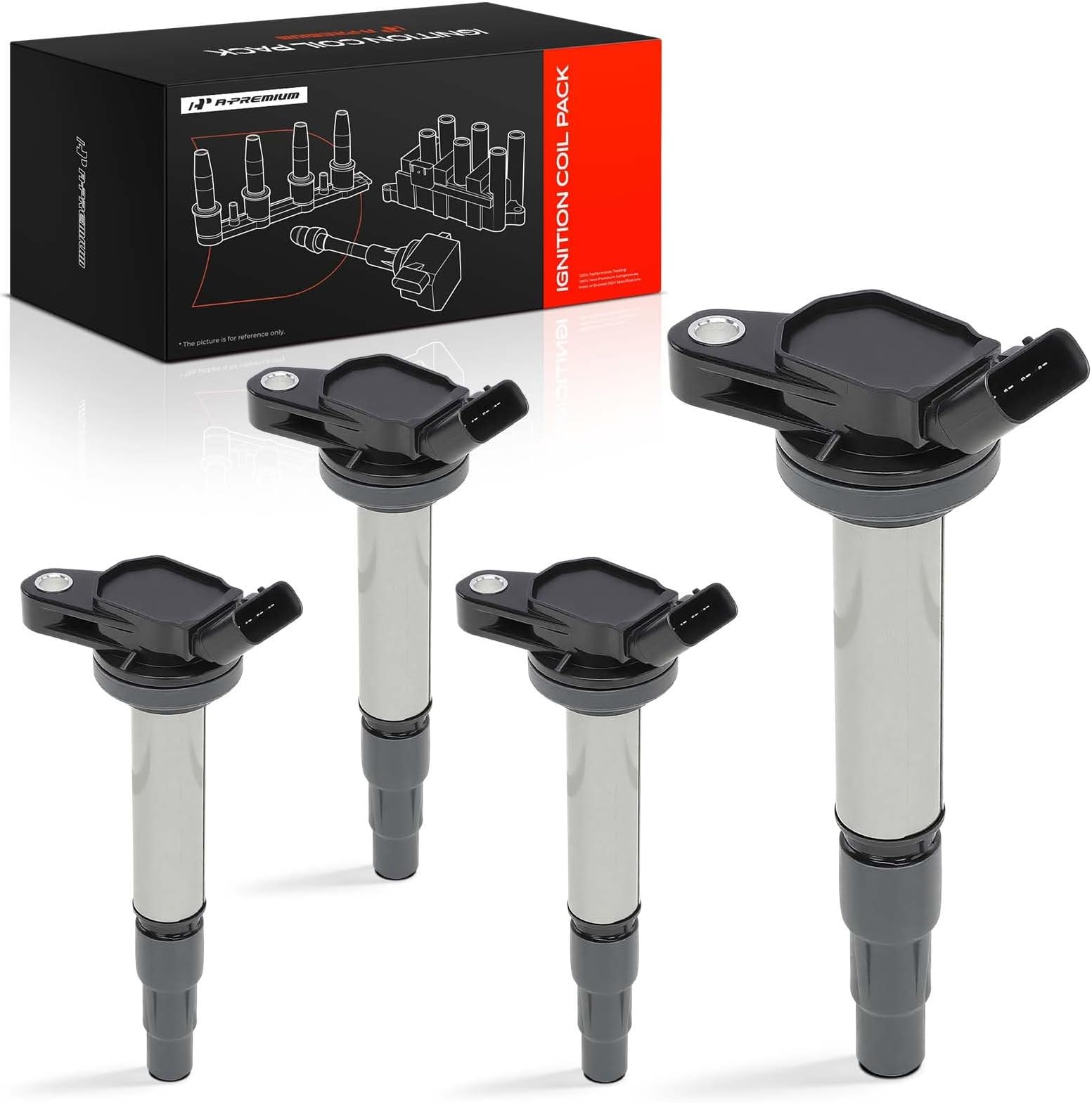 A-Premium Set of 4 Ignition Coil Pack - 4-Pins | Compatible with Lexus CT200H 2011-2016 & Toyota Corolla 2009-2017, Prius & Scion IM XD 1.8L, Replace# 9091902258
