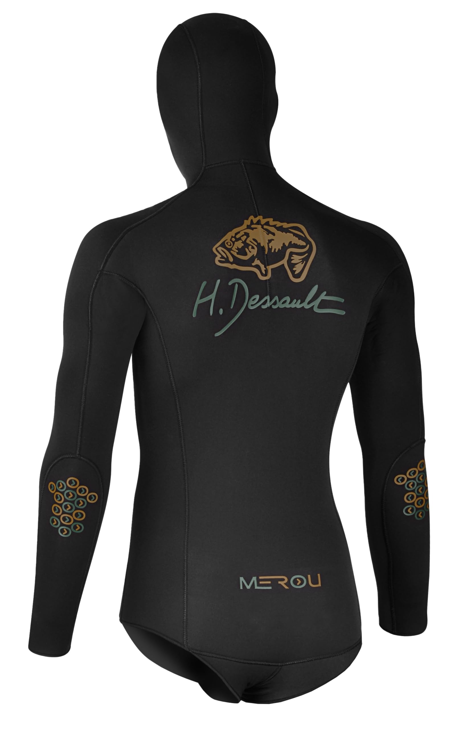H.Dessault By C4 - muta MEROU black spessori 5 e 7 MM - Muta da Pesca Subacquea, neoprene certificato senza Ftalati e Latex. Giacca e Pantaloni venduti separatamente