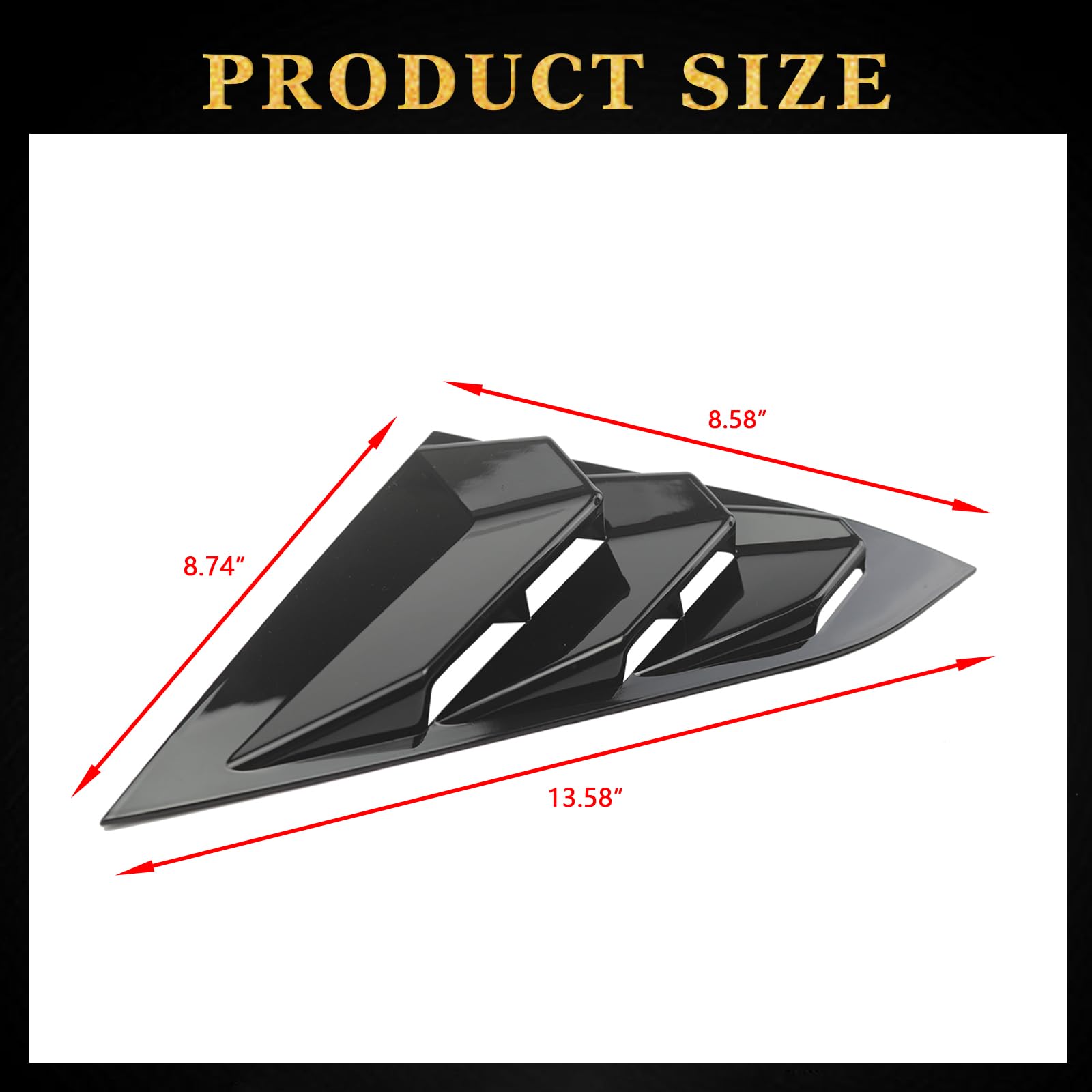MCMMLDM Rear Side Window Louvers Compatible with Honda Civic Sedan 2016 2017 2018 2019 2020 2021-Air Vent Scoop Cover-Gloosy Black
