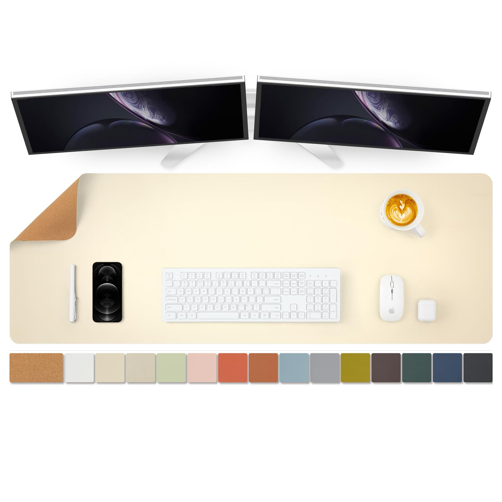 Large Cork Desk Mat - 47.2"x 17" Desk Pad for Office and Home - Ideal for Large Mouse Pad and Desk Mats on Top of Desks(Beige)