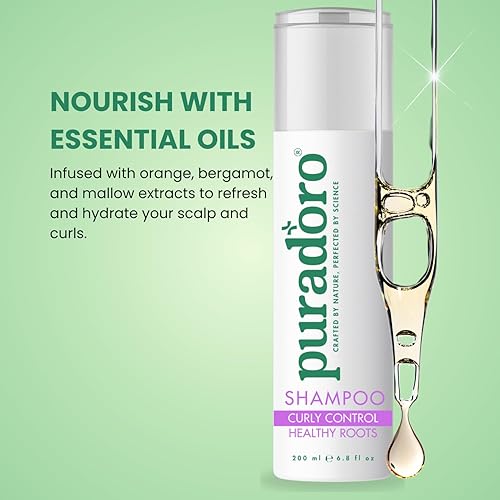 Miniatura 7 de Champú de control rizado y raíces saludables mejora los rizos, hidrata con aceites de argán y jojoba, define rizos naturales para cabello ondulado y