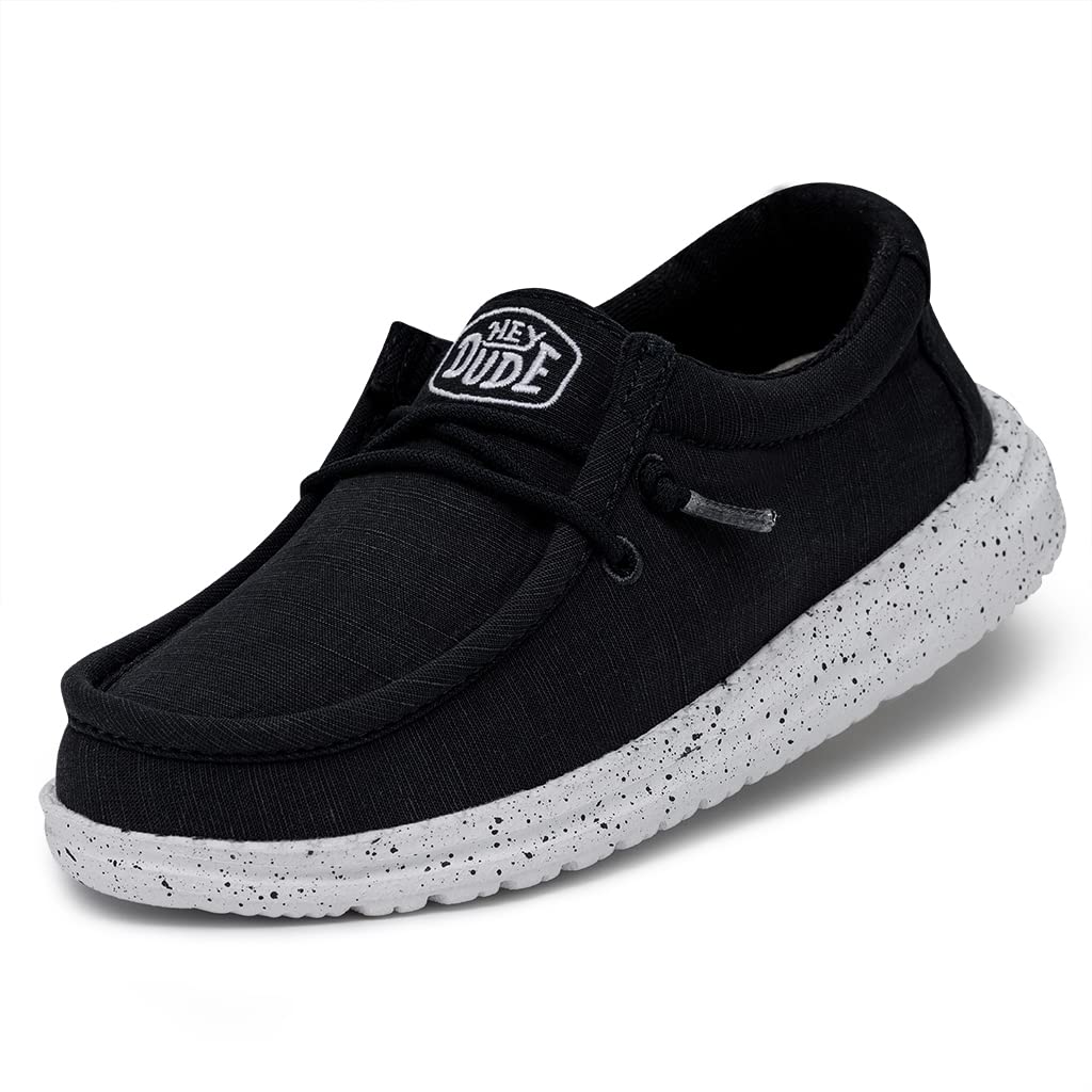 HEYDUDE Boys' Wally Youth Slub CanvasMoc Toe Shoes, Navy, 1.5 UK