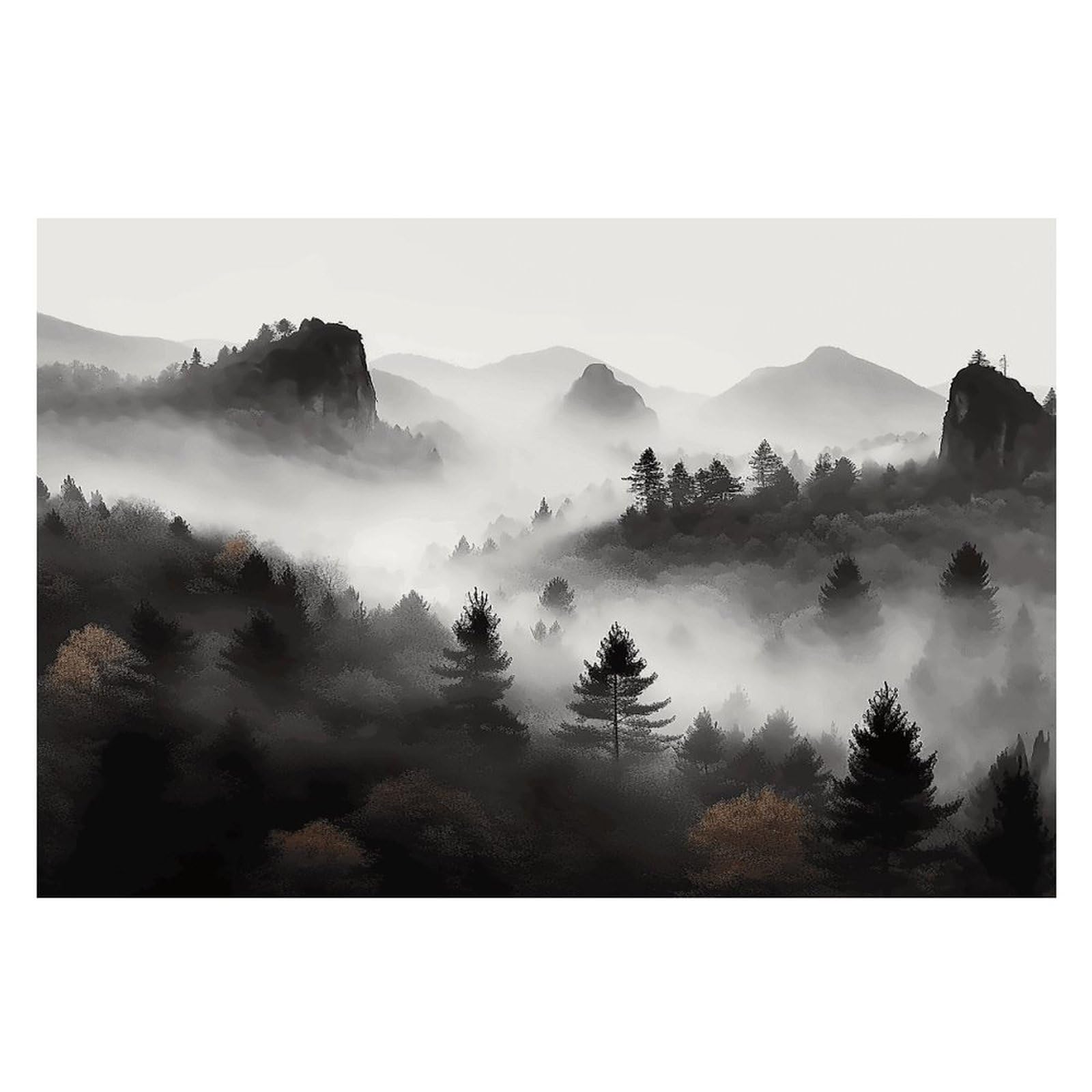 Foggy Mountains Forest Placemats Wipeable Heat Resistant Table Mats Washable Flax Place Mats Elegant Cloth Non-Slip Placemat for Kitchen Dinning Party Table Decor 12 * 18 in