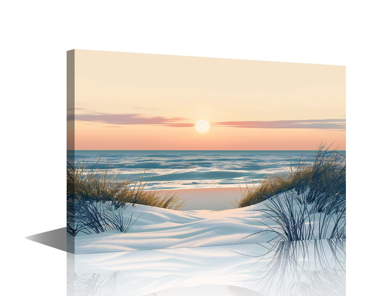 TISHIRON Beach Wall Art for Living Room Scenery Wall Decor Seascape Framed Wall Painting 1 Panel Canvas Prints Pictures House Decoration for Bedroom Office Modern Artwork, 18x12in