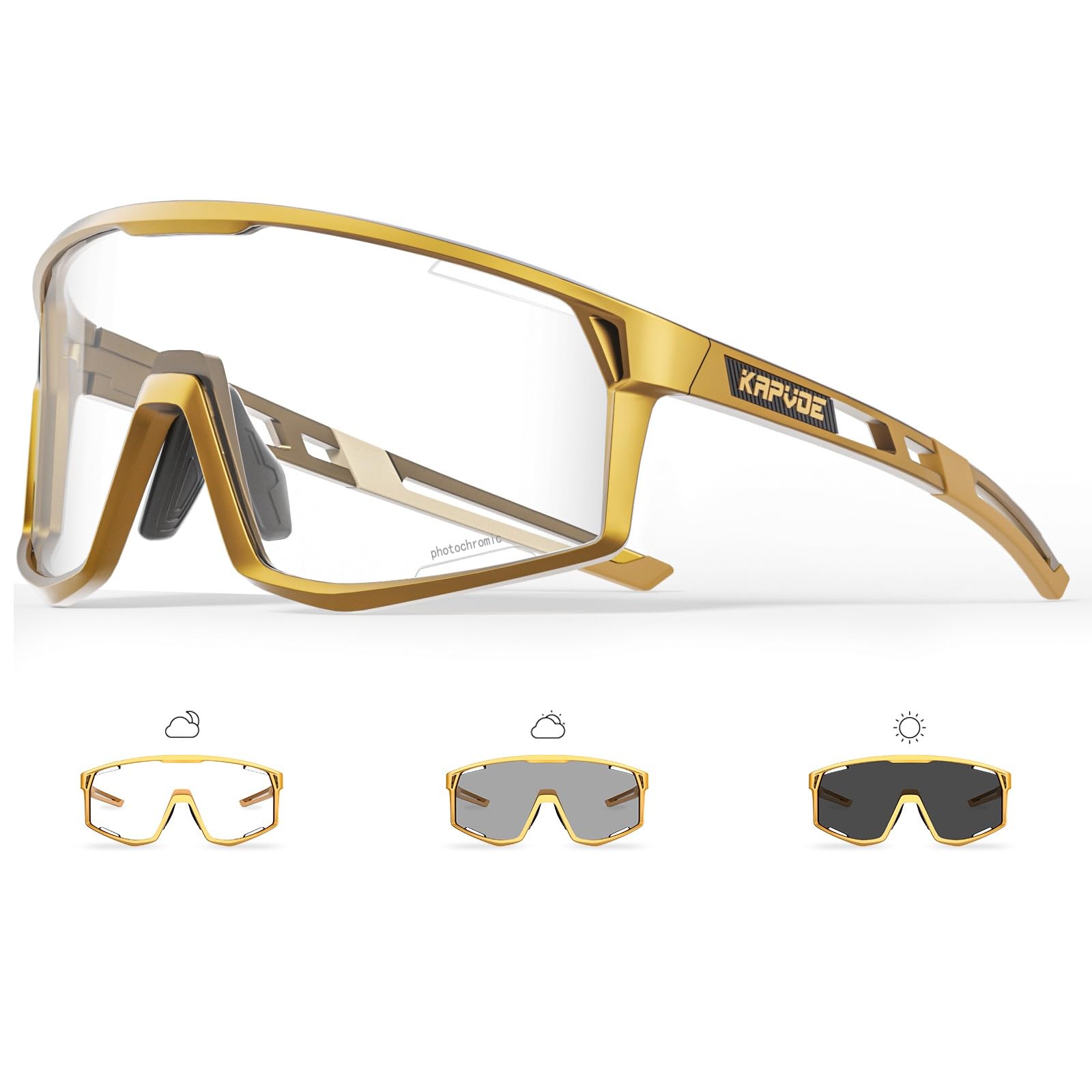KAPVOE Gafas de Ciclismo Fotocromáticas Hombre Mujer TR90 Gafas de Sol Deportivas Running Transparente Gafas MTB Bicicleta Montaña Gafas Bici BTT Accesorios