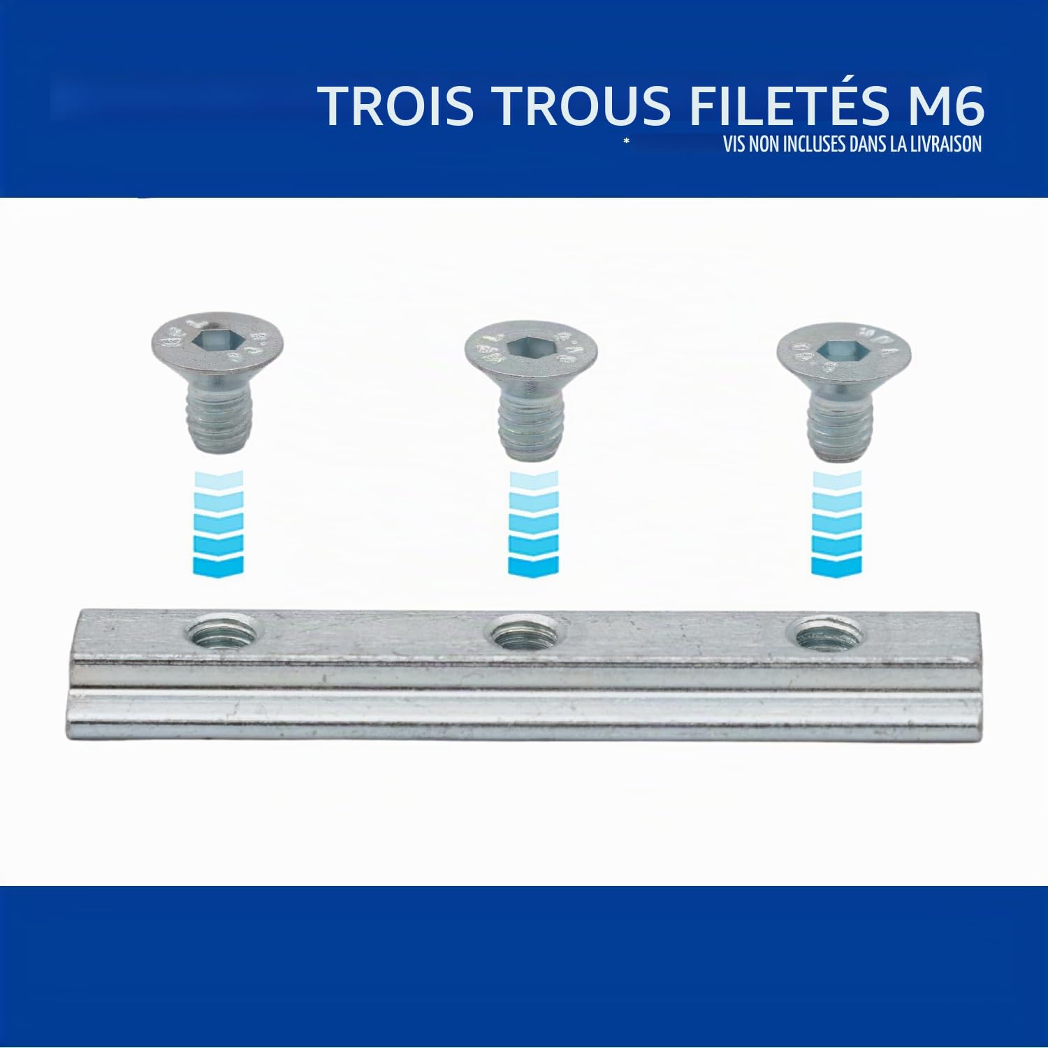 Lot de 10 rainures pour rails Airline 3 x M6 en acier galvanisé - Fixation pour diverses applications