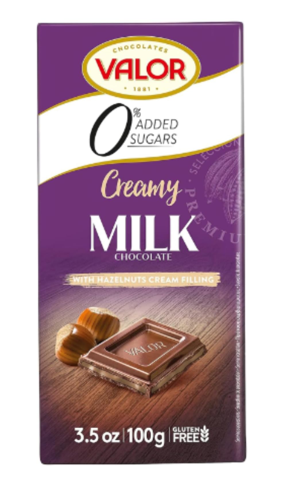 Valor Sugar Free Milk Chocolate Bar Pack of 3 X 100g - Milk Diabetic Chocolate Bar - Made with Fine Cocoa, Sweetened with Stevia, Gluten Free, by Master Chocolatiers - All the Pleasure Sugar-Free.