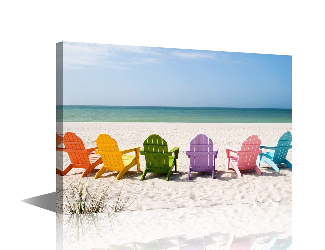 TISHIRON Wall Art Sandy Beach Sunrise Pictures Painting on Canvas Wall Art Modern Framed Seaside Canvas Prints Ready To Hang(24X16in) — view 48