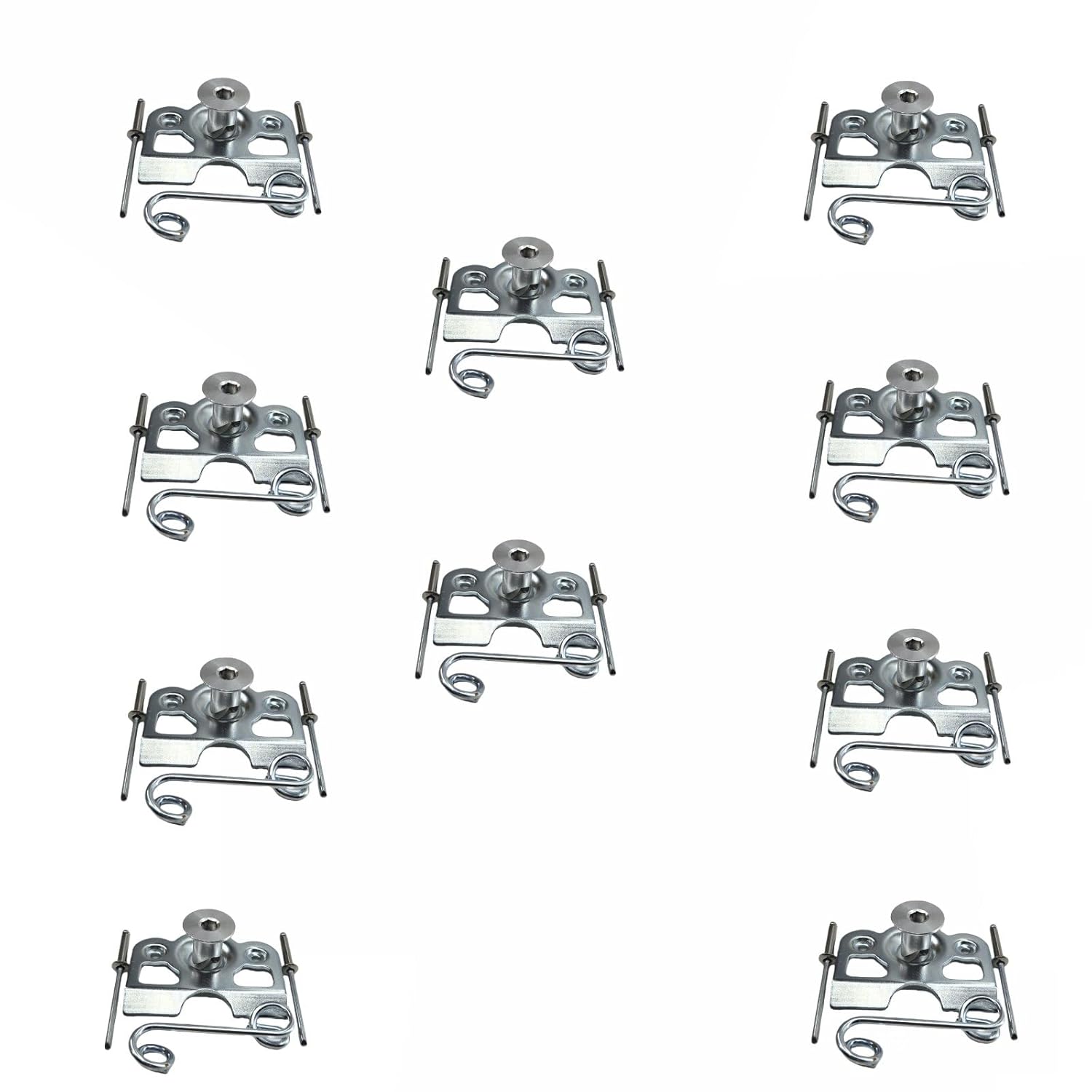 10 Pack Dzus Fasteners，1/4 Turn Quick Release Steel Dzus Button with Springs and Tab Plates Free Rivets for Fastening Sheet Metal Door Panel， Chrome