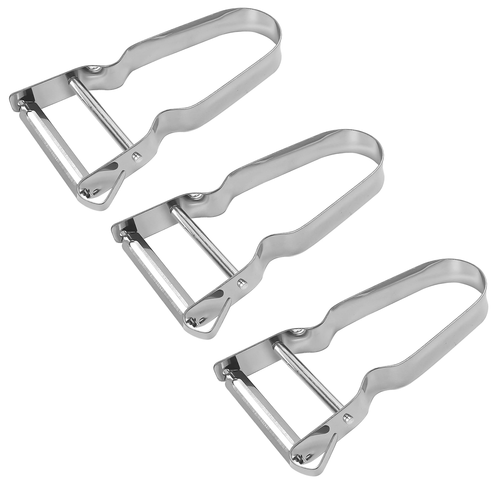 3pcs Genuine Inox Handle Straight Blade Peeler for Kitchen - Star Potato & Fruit Vegetable Metal Blade Rex Speed Bar