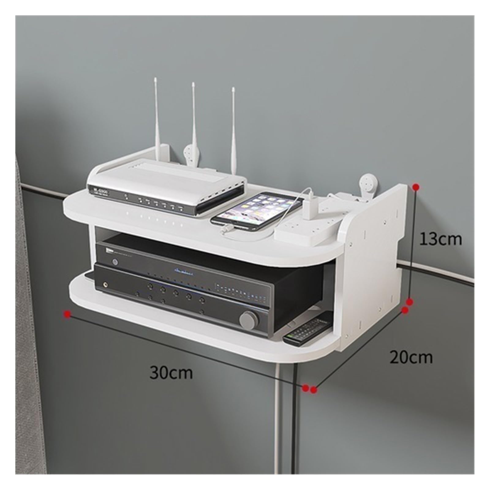Supporto da Parete per TV Box Router Scaffale per decoder Supporto per Mini PC Lettore Dvd Supporto per Cavi in Alluminio
