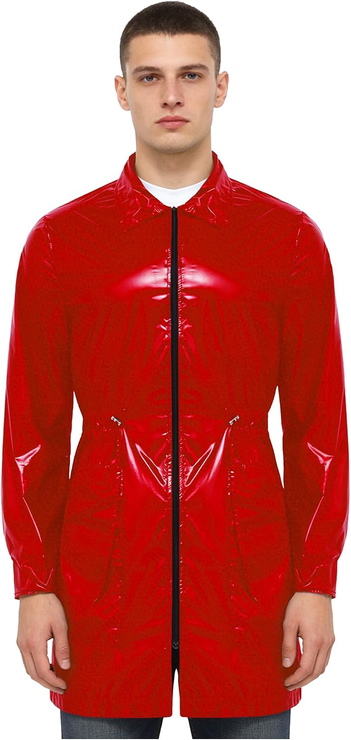 Unisex Lightweight Mechanics Jacket Thigh Length Zipper Front Welding Suits Overcoat Laboratory Coat