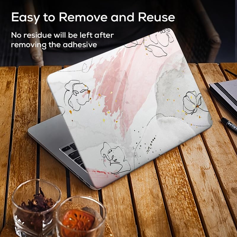 Image of Floral D39 Top+Wrist Pad Vinyl Laptop Skin /Sticker /Cover for 15 to 15.6 Inches Laptops Laminated-Removable-HD Quality Compatible for Hp-Dell-Sony-Lenovo-Asus etc.(15x10 Inches)